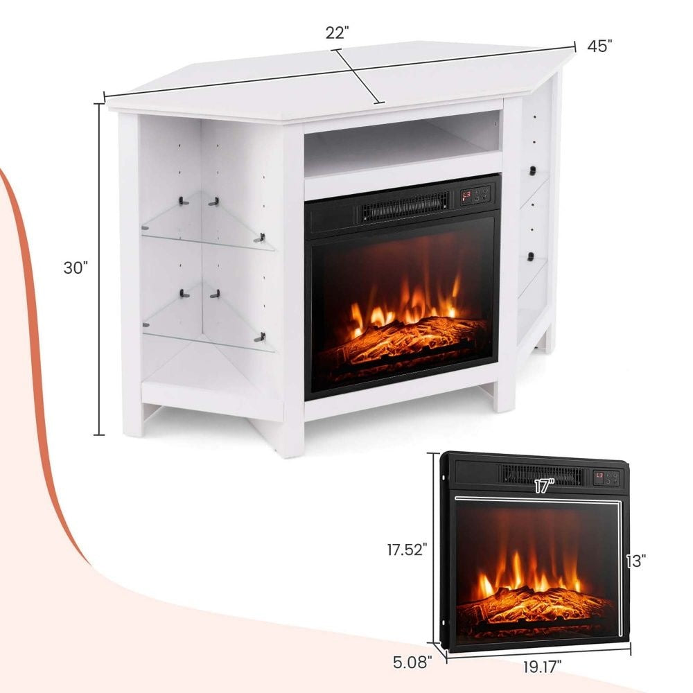 Costway Fireplace TV Stand with LED Lights, White
