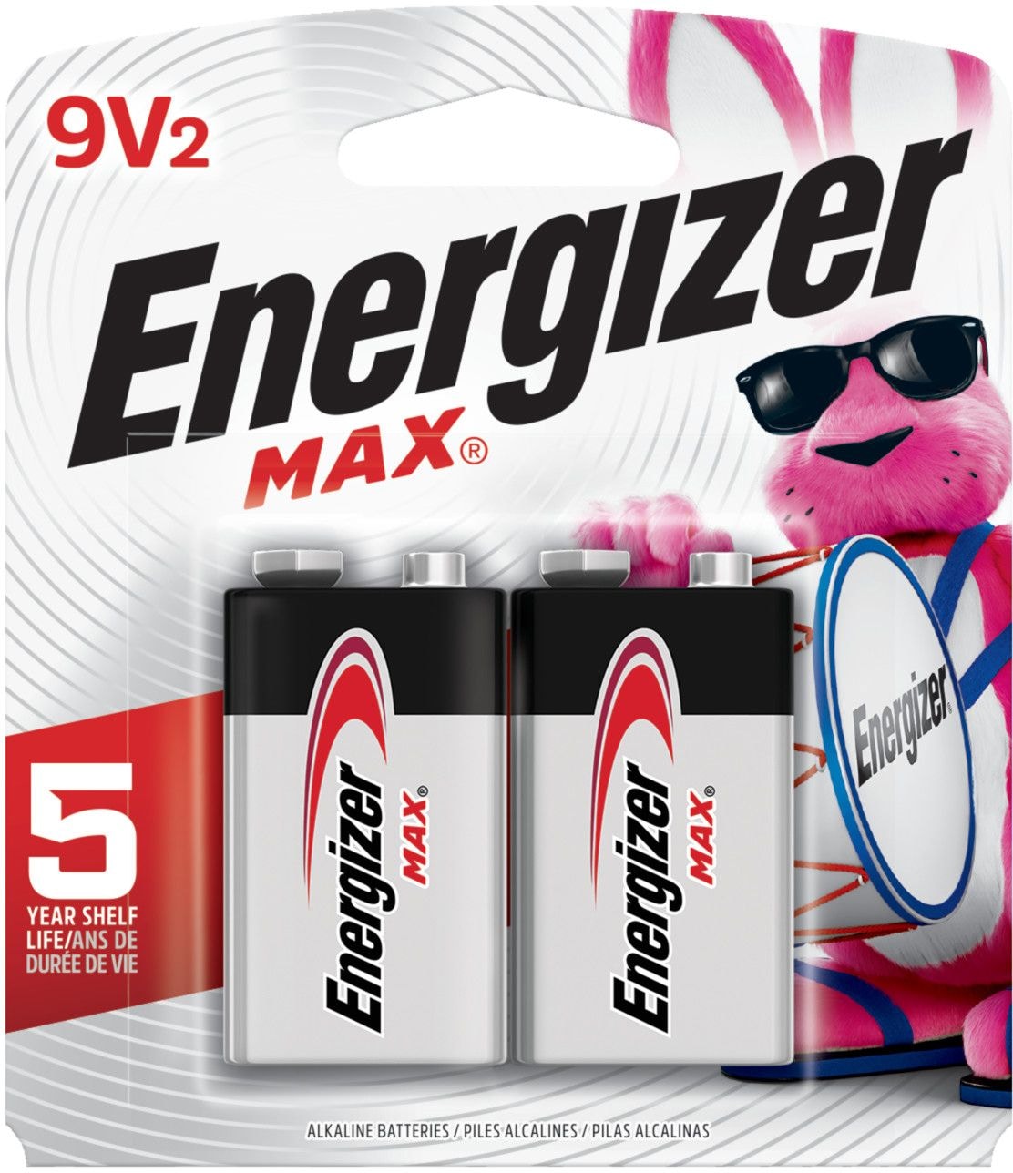 Energizer Max 2-pk 9V / 9 Volt Alkaline Batteries, Long Lasting, All Purpose