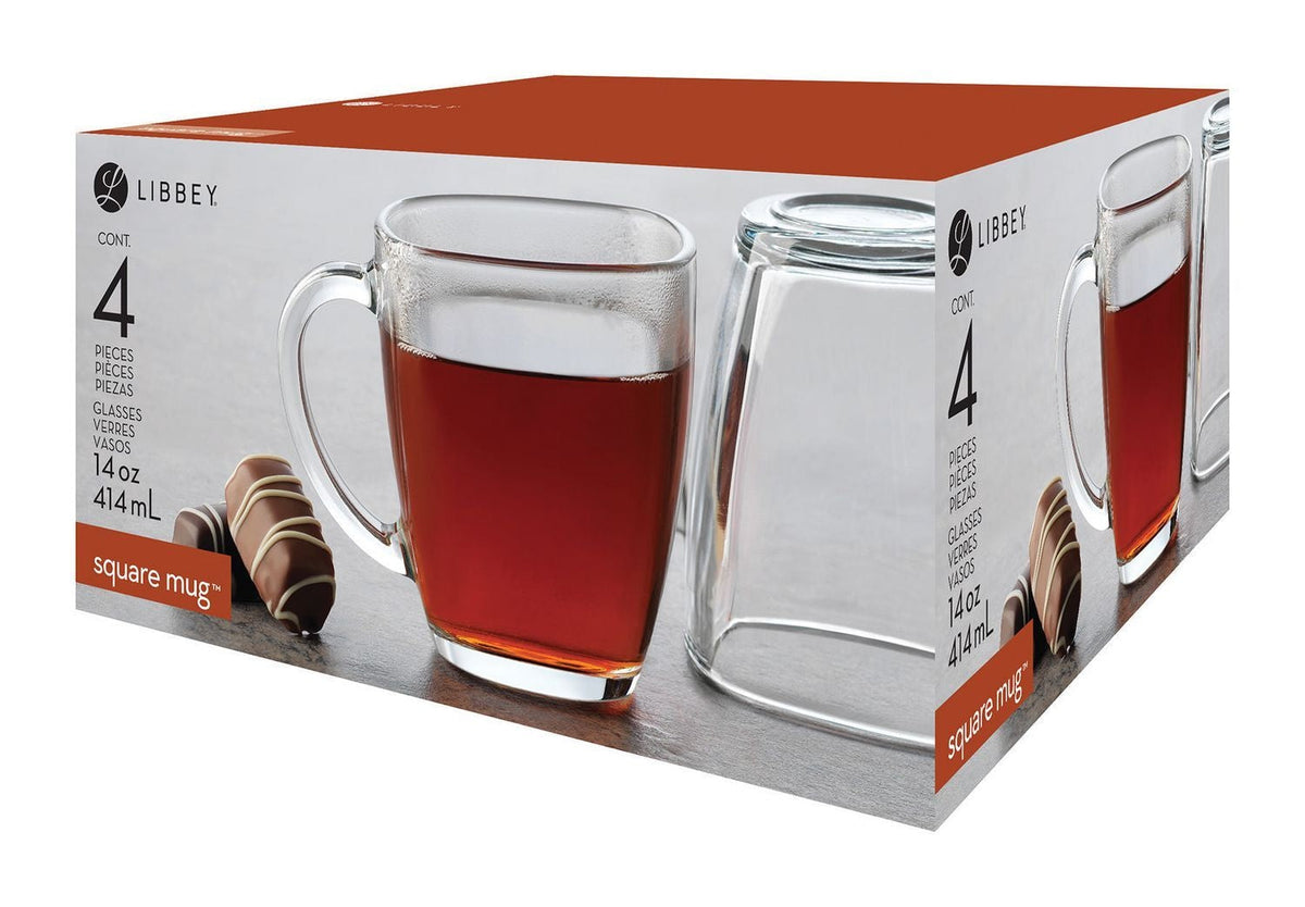 Libbey Square Mug Set, Clear, 4-pc