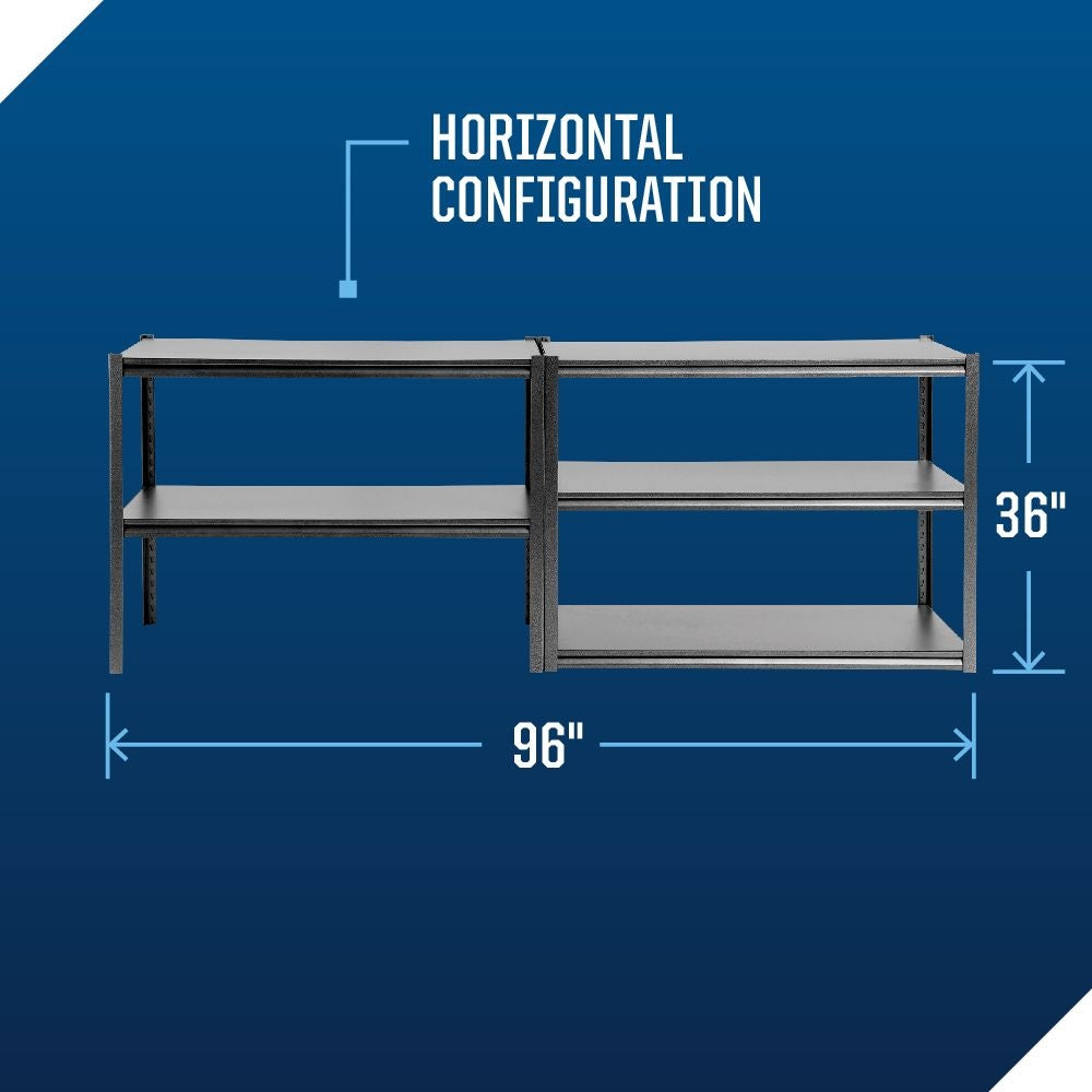 Mastercraft Adjustable 5-Shelf Steel Metal & Wood Storage Rack/Shelving Unit, 48 x 24 x 72-in