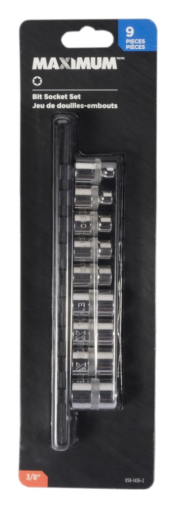 MAXIMUM E-Torx Bit Socket Set, Chrome-Plated, 9-pc