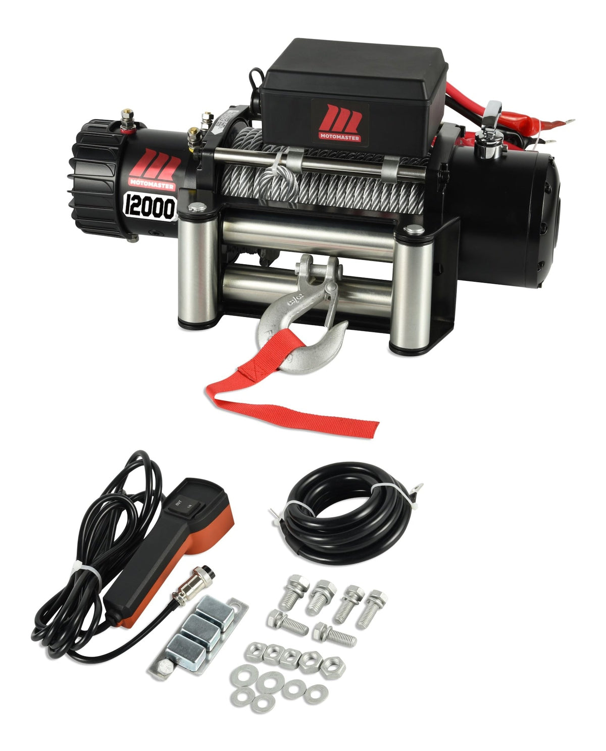 MotoMaster Winch with Steel Rope, 12000-lb