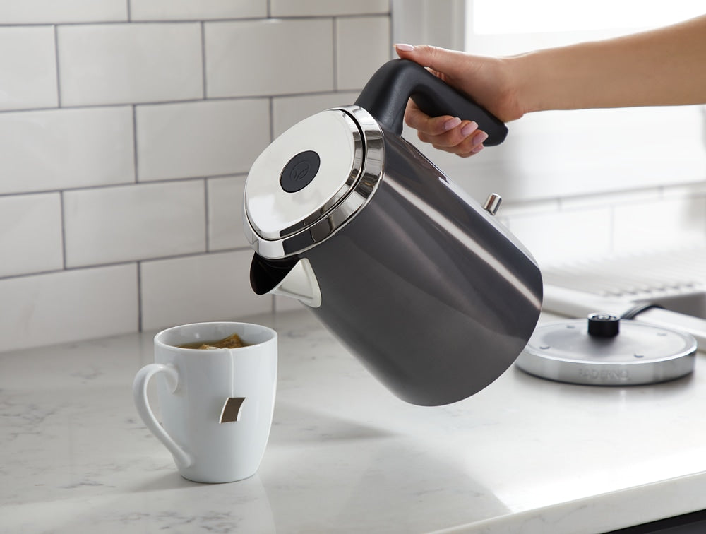 PADERNO Cordless Electric Kettle with Auto Shut Off, Black Stainless Steel, 1.7L