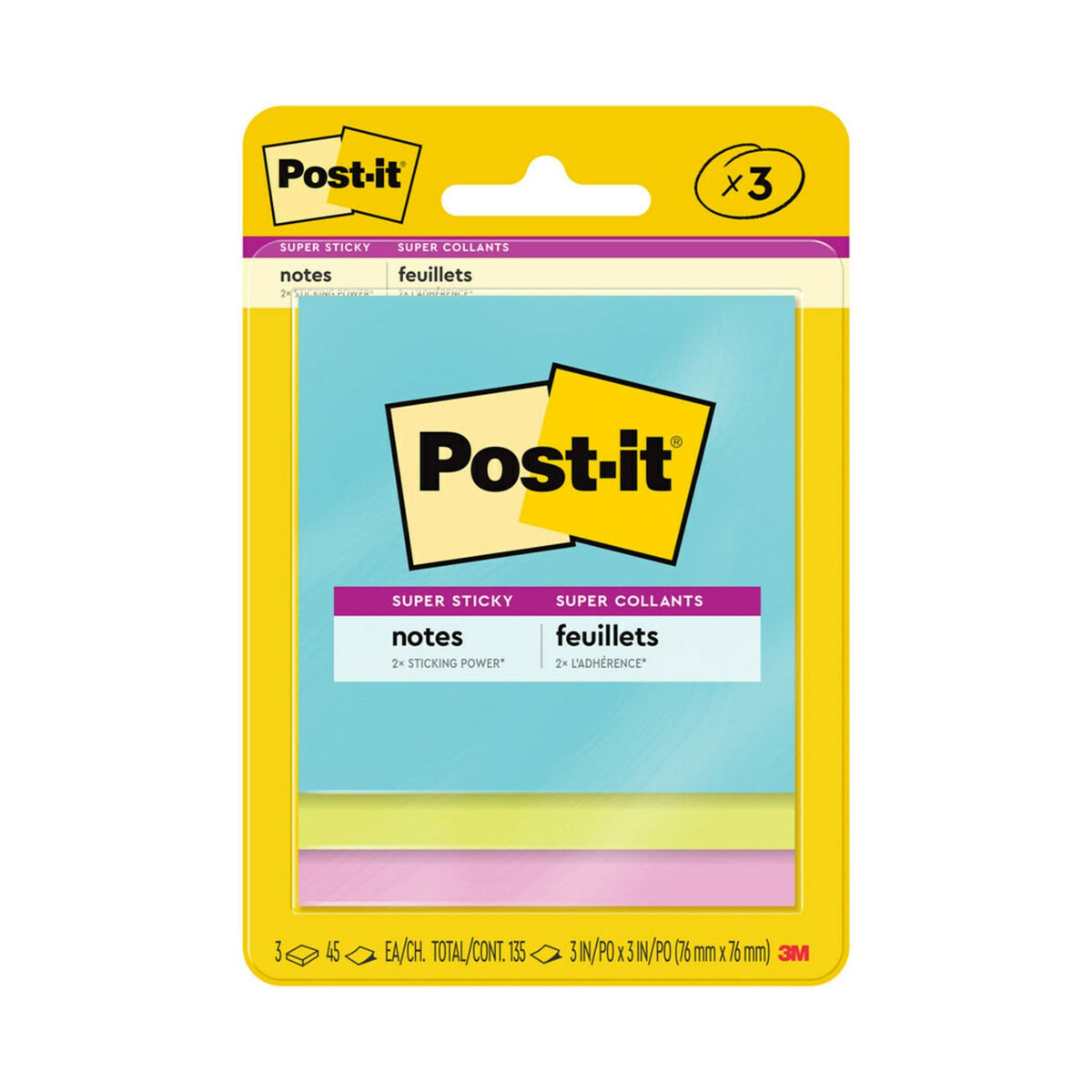 Post-it Super Sticky Notes Supernova Neons Notes, 3-pk