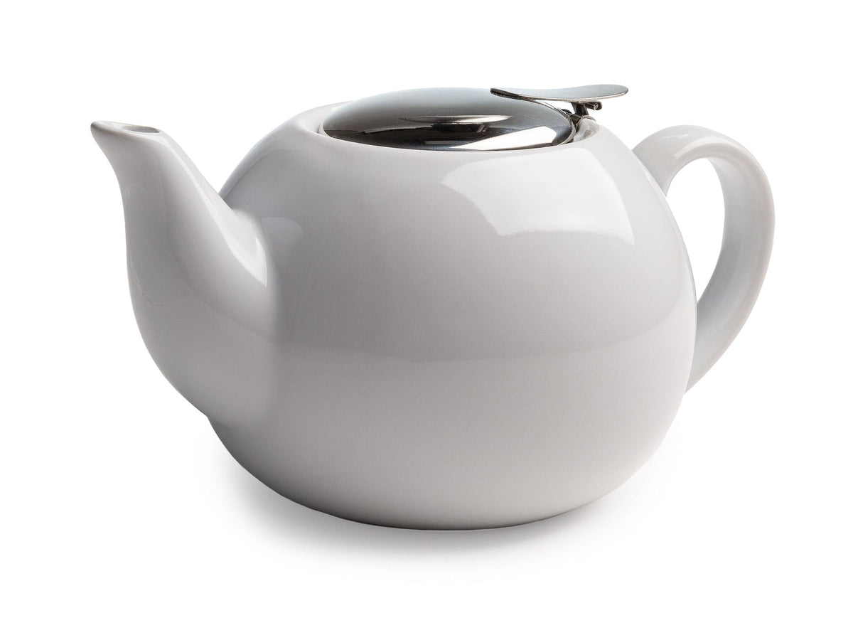Primula Ceramic Teapot with Stainless Steel Infuser, 0.71-L, White