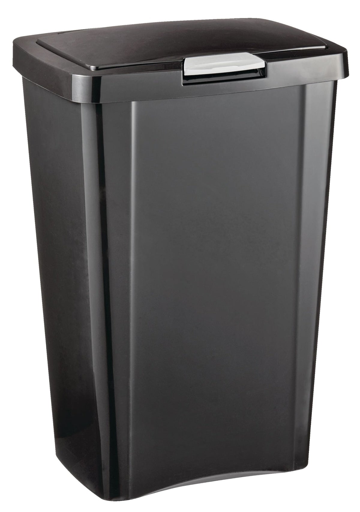 Sterilite Plastic Rectangular Springloaded Touch Top Garbage Can, Black, 49-L