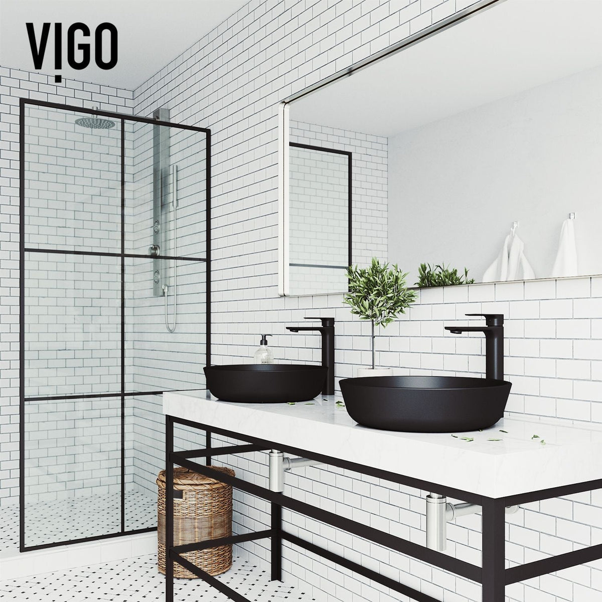 VIGO Modus Glass Round Vessel Bathroom Sink/Basin with Rounded Edges & Deep Bowl, Black