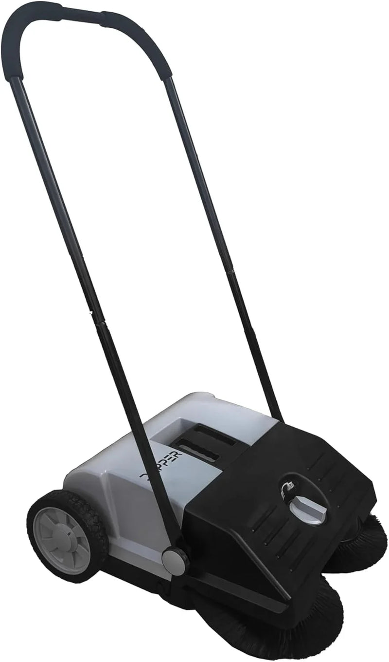 Walk-Behind Outdoor Hand Push Floor Sweeper - 5.25 Gallon Capacity - 25.5" Sweeping Width - Sweeps up to 27,900 ft² / Hour, Grey K3