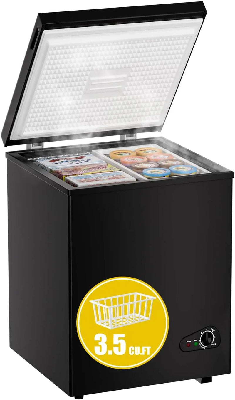 7.0 Cu Ft Chest Freezer - Energy Efficient & Quiet Mini Freezer with Adjustable Thermostat - Compact Deep Freezer for Home, Apartment, and Garage - Removable Basket & Defrost Drain Y6