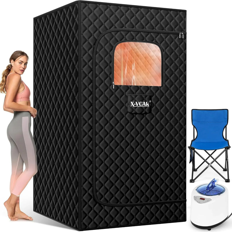 Upgraded Sauna Box for Relaxation, Detoxification, Portable Steam Sauna for Home with Steamer, 9 Levels, 2.6’ x 2.6’ x 5.9’ L3