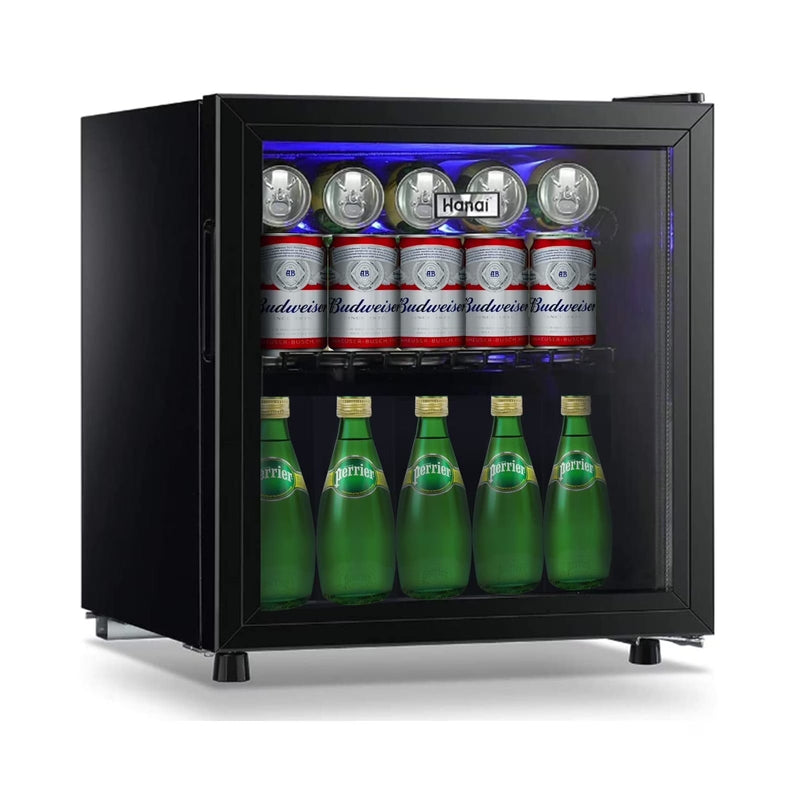 62-Can Beverage Cooler and Refrigerator, Small Mini Fridge for Home, Office or Bar with Glass Door and Adjustable Removable Shelves Perfect for... D1