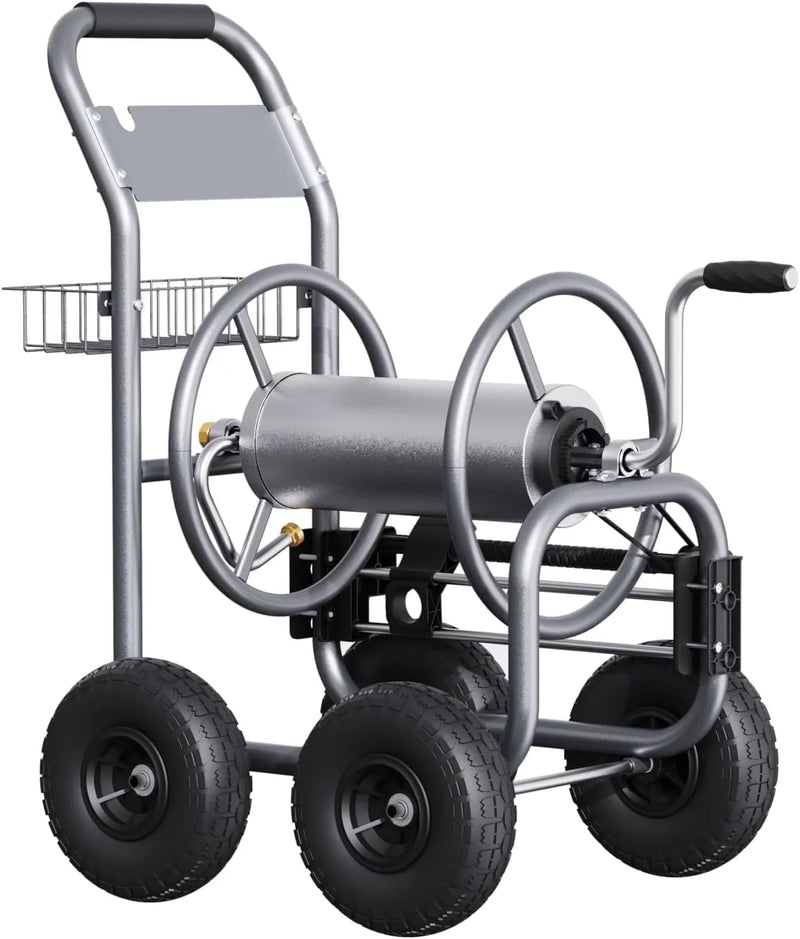 Tool pipe trailer, heavy-duty wheeled hose vehicle, suitable for outdoor industrial hose reels, length 250 feet, inner diameter 5/8 inches, hose guide device pre-installed. S2