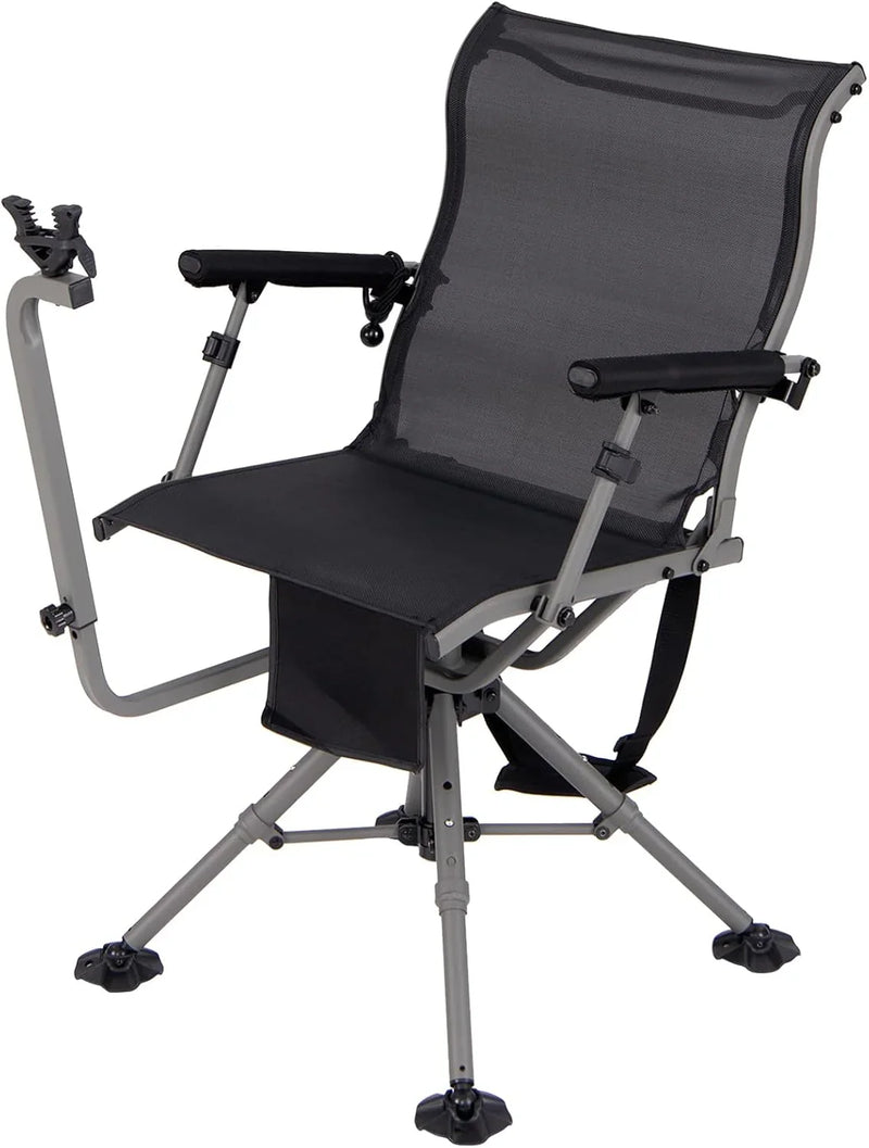360° rotatable hunting seat, equipped with 4 extendable aluminum legs, adjustable gunstock, portable hunting shelter chair, equipped with carrying straps for outdoor activities. I5