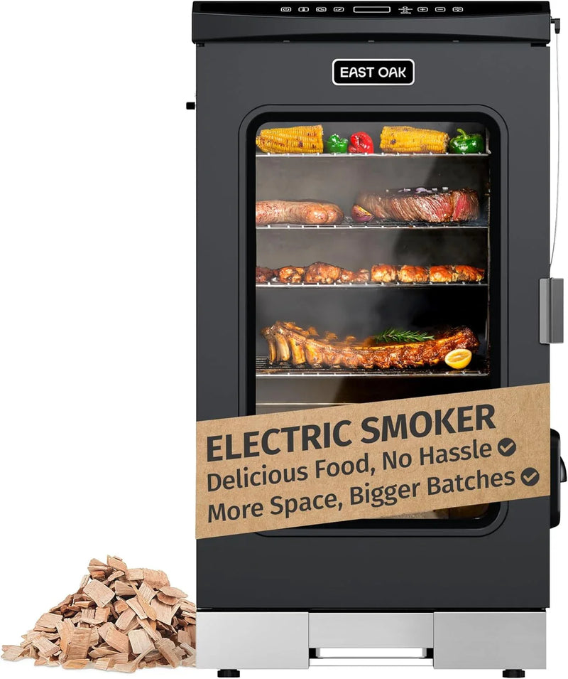 30" Electric Smoker, Outdoor Smoker with Glass Door & Meat Thermometer, 725 Sq Inch Large Capacity, 4 Detachable Racks for Backyard BBQ, Party, Outdoor Cooking Night Blue V8