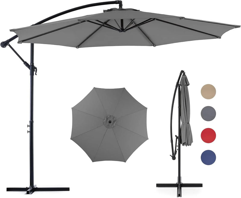 9.8FT Offset Patio Umbrella Hanging Cantilever Umbrella Outdoor Sun Shade with Easy Tilt Adjustment, 8 Ribs, UV Protection for Backyard, Lawn, Garden and Pool, Blue T4