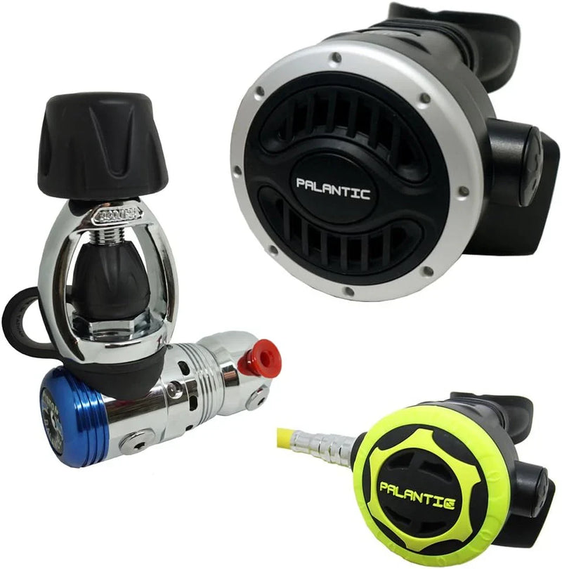 Yoke Regulator & Octopus Combo for Scuba Diving | High-Performance Over-Balanced Regulator, Silicone Mouthpiece, 27" Hose, Large Purge Button, 36" Yellow Octopus Hose P2