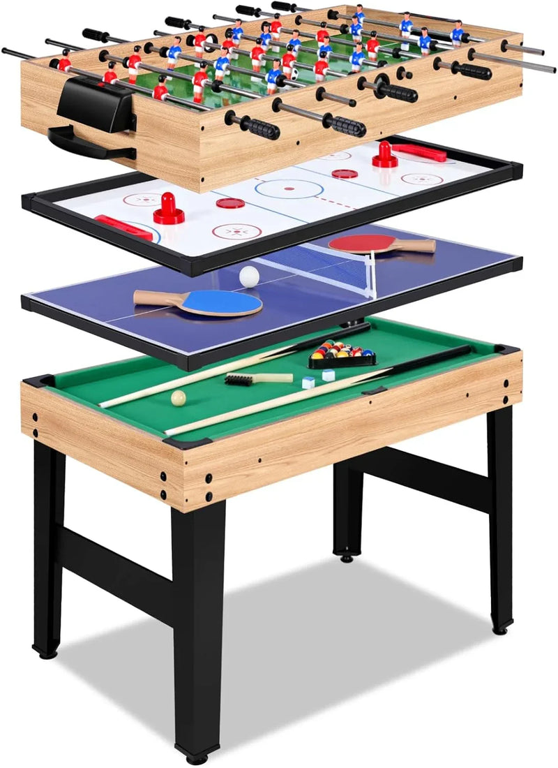 12-in-1 Game Table - 48" Combo Game Table, Ping Pong Table, Foosball Table, Air Hockey Table, Pool Table - Sports Arcade Games with Accessories - Ideal for Game Rooms and Family Game Nights! M7