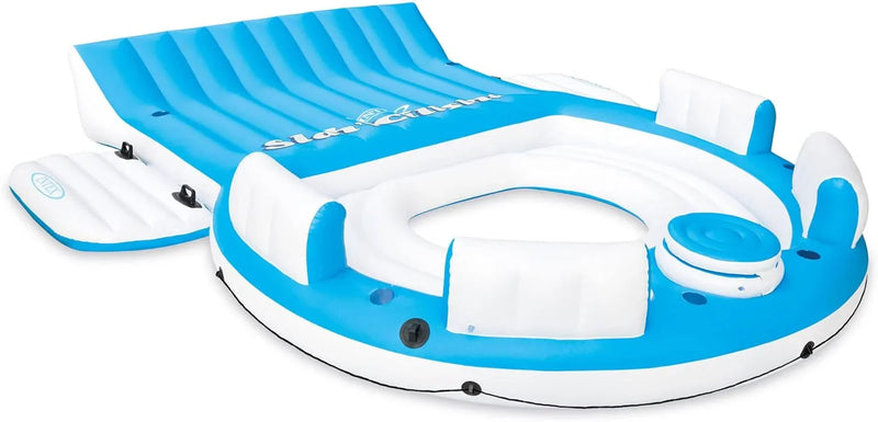 56299EP 145 x 125 x 20 Inch Splash N Chill Inflatable Lake and Pool Relaxation Island Lounger Seat for up to 7 Adults, Blue and White P4