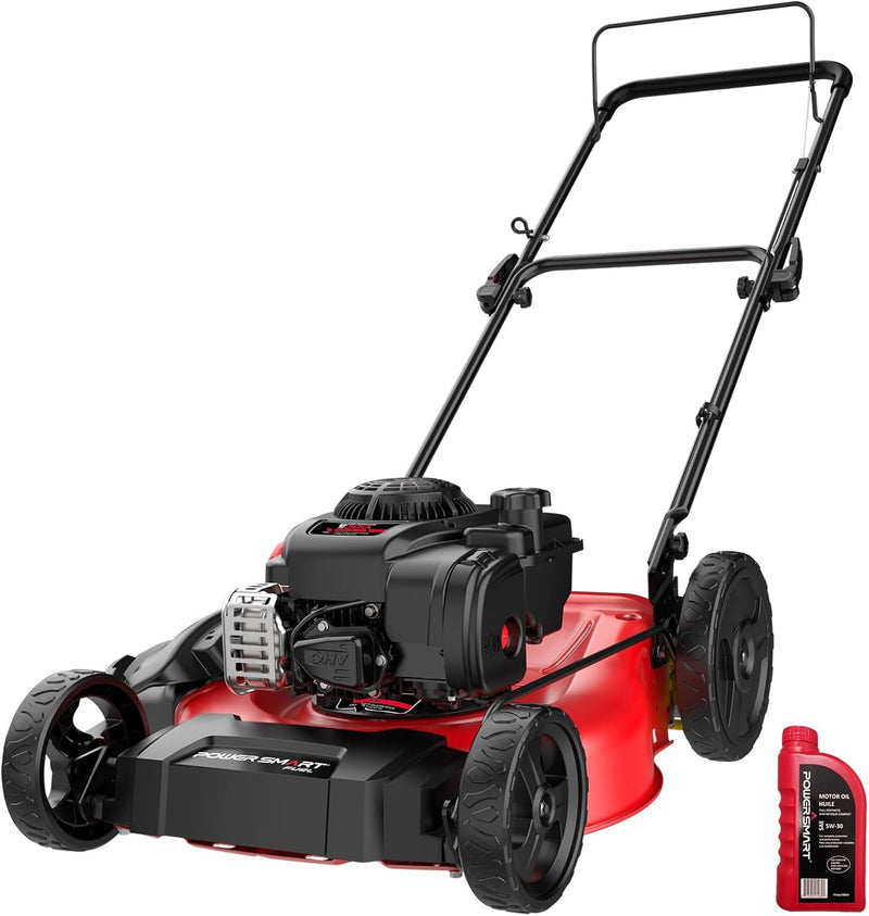 21" 2-in-1 Push Lawn Mower, 125cc Engine, Adjustable Cutting Height, Lightweight, Easy Assembly E2
