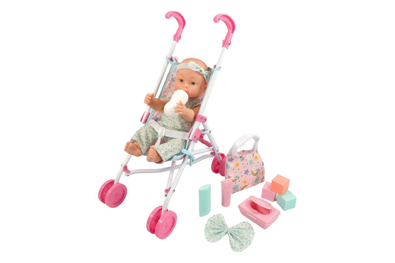 15" Baby Doll With Stroller And Accessories B0