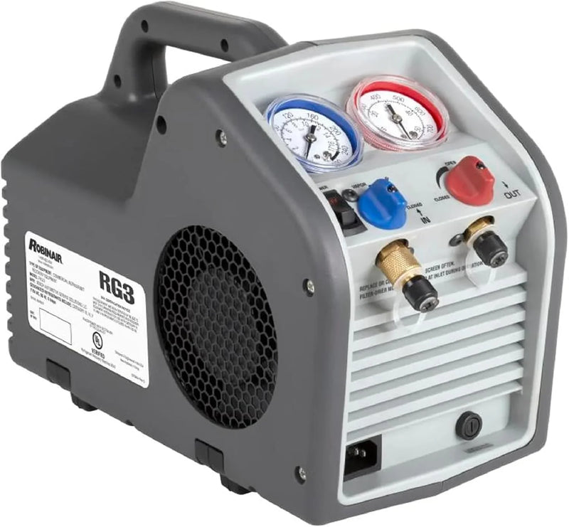 (Portable Refrigerant Recovery Machine – 115V, 60Hz, for Both Liquid and Vapor Refrigerant, White-Robinair K9