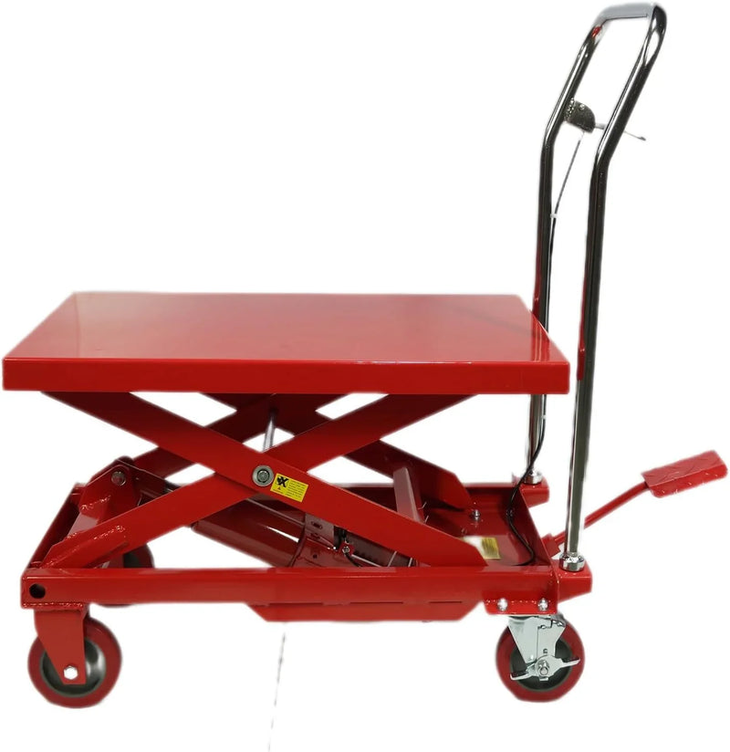 500LBS Hydraulic Lift Table Cart, 30" Lifting Height., Double Scissor Lift Table with 4 Wheels and Non-Slip Pad, Hydraulic Scissor Lift Table for Material Handling and Transportation I8