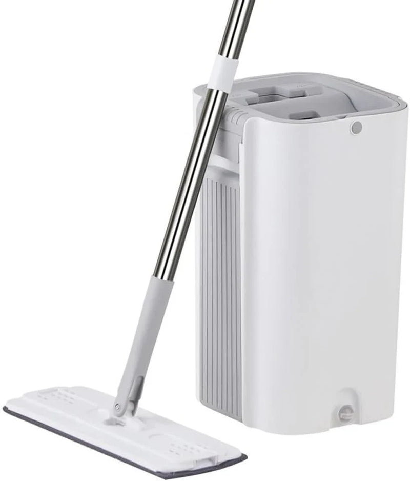 A handless flat mop set, suitable for household cleaning, with a mop bucket that can be used for both dry and wet cleaning. V2