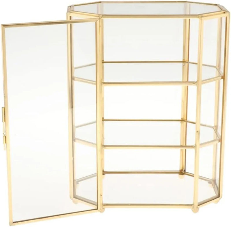 3-Tier Jewelry Box Glass Makeup Organizer Jewelry Box Multifunction Display Case for Dressing Table Decoration Storage A9