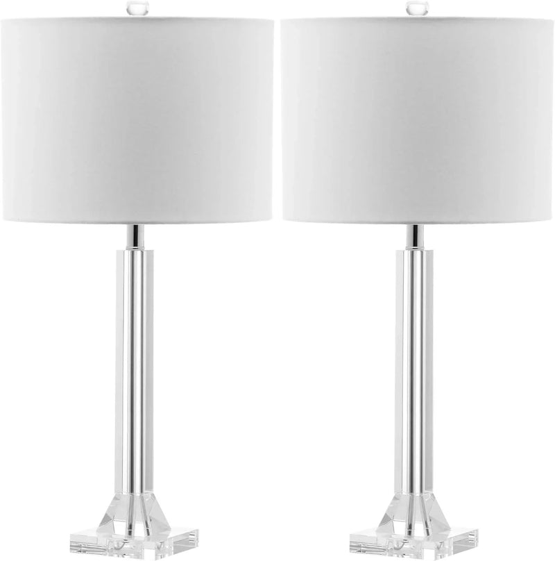 27" Modern Crystal Table Lamp 2-Pack with Linen Shade for Bedroom Living Room Home Office Desk Nightstand with LED Bulb Suitable for Living Room, Dormitory, Office, U9
