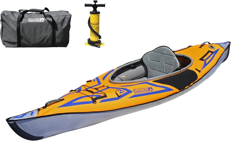 Advanced frame sport inflatable kayak - Lightweight day hiking kayak, equipped with a backpack and an inflation pump - 10 feet 5 inches - 26 pounds - Orange K0