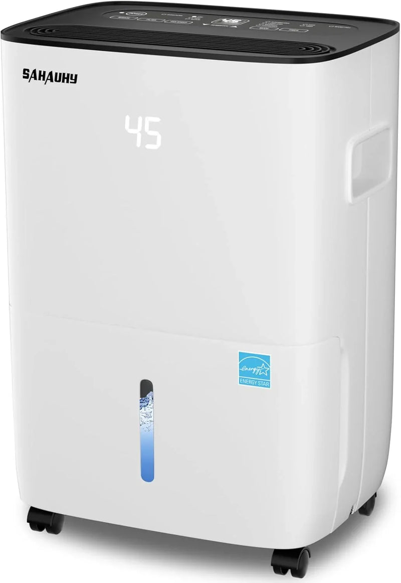 80-gallon Energy Star dehumidifier for basement, family bedrooms, large rooms (with a maximum area of up to 5200 square feet), equipped with drainage pipes and water tank M0