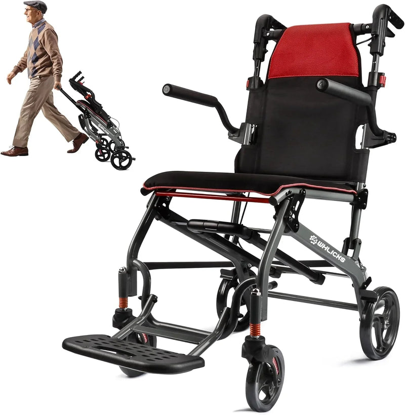 Wheelchairs for Adults Transport Chair Lightweight Foldable with Telescopic Handle, 19.4lbs Portable Folding Travel Wheel Chairs for Seniors R5