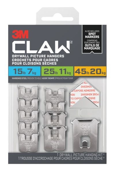 3M Claw DrywAll Picture Hangers Assorted Kit, 45-lb Capacity U0