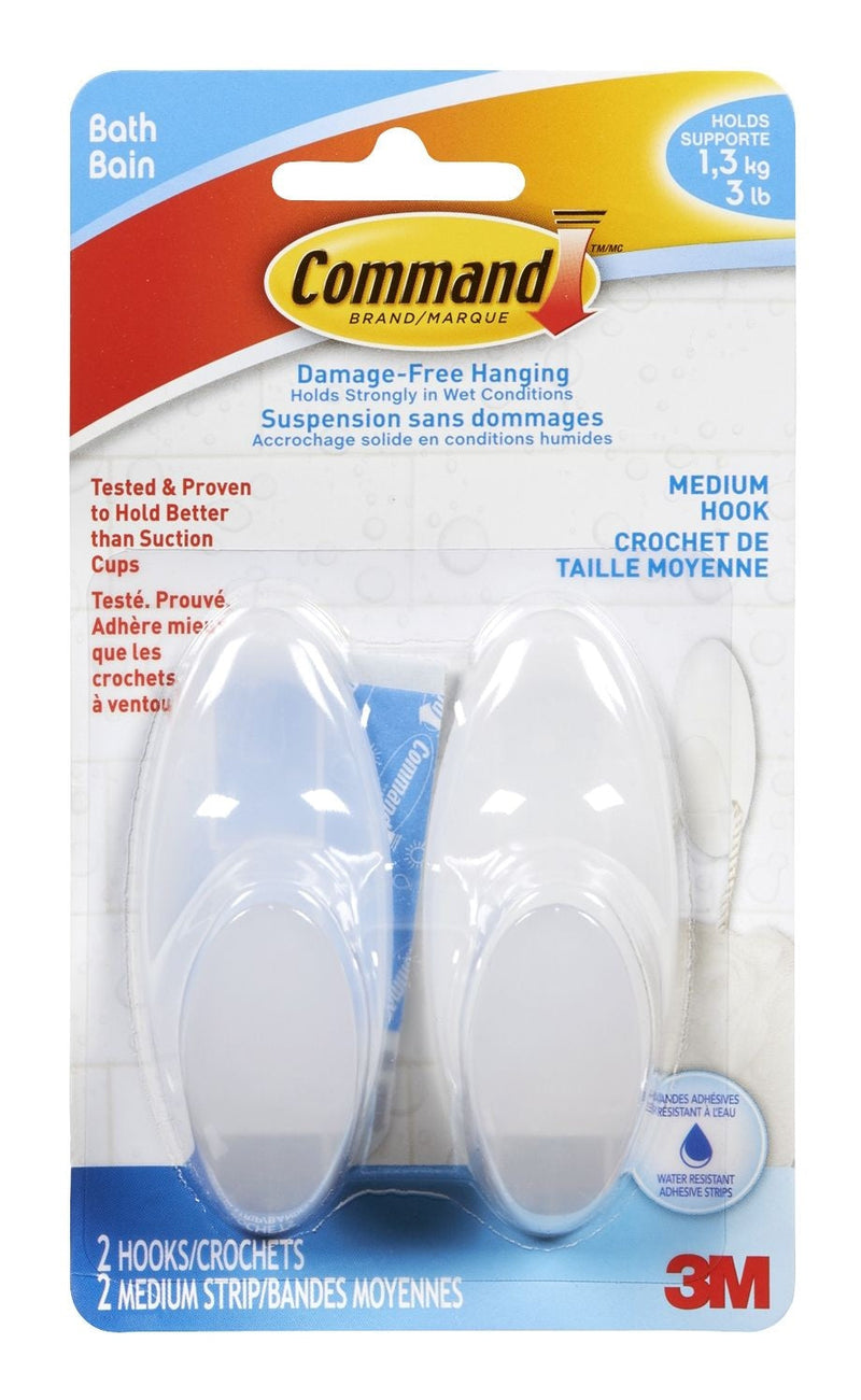 3M Command Medium Bathroom Hook, 2-pk E1