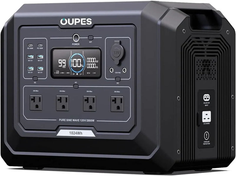 1 Portable Power Station 2000W (4500W Peak), 1024Wh LiFePO4 Battery Generator with 1400W AC Charging & 800W Solar Charging, Expandable to 5120Wh, for Home, Power Outages, Camping & RVs P5