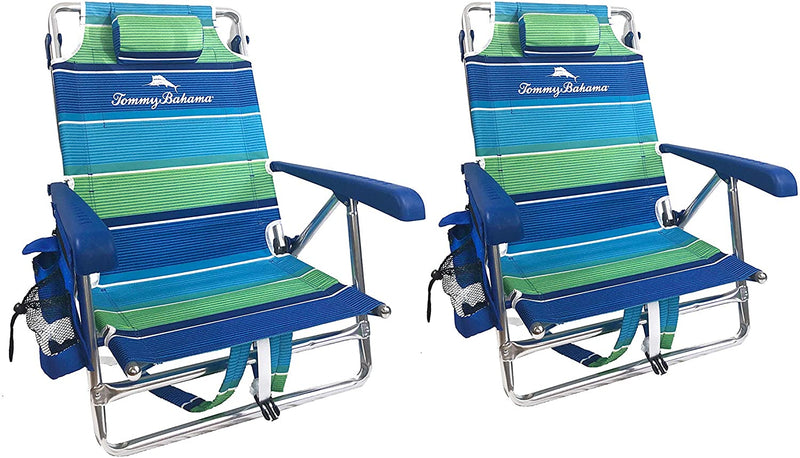 2 Backpack Beach Chairs with Storage Pouch and Towel Bar W0
