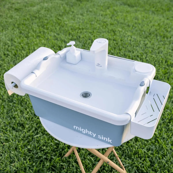 Mighty Sink Portable Sink: Patented Wash Station with Electronic Faucet | 2 Gallons | Easy Setup | Indoor & Outdoor Use | Ideal for Dishwashing, Camping Hygiene, Gardening, Pottery & More I3
