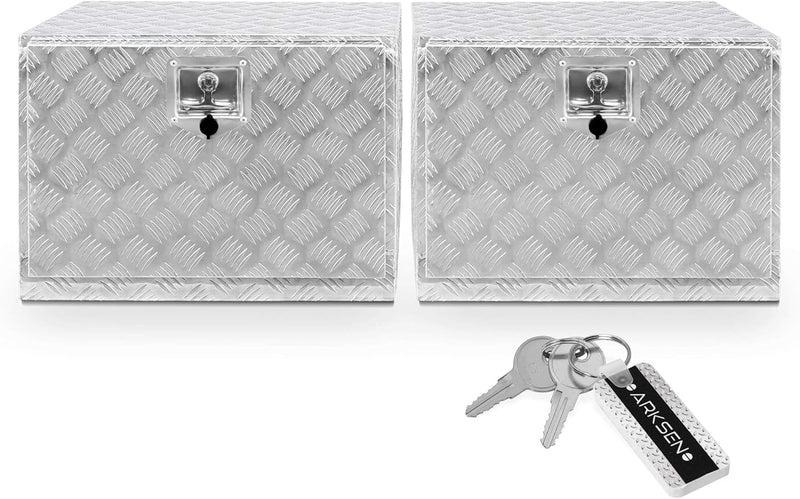 36 Inch Heavy Duty Aluminum Diamond Plate Tool Underbody Box, Waterproof Square Truck Storage Organizer Chest for Pick Up Truck Bed, RV Trailer with T-Handle Lock and Keys - Black Q4