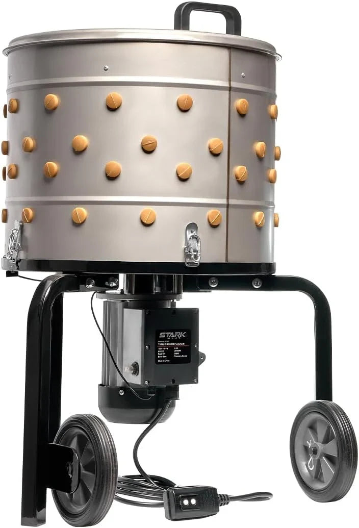 750W Chicken Plucker Poultry De-Feather Remover with 92 Soft Fingers Feather Plucking Machine 20" Drum Stainless Steel B0