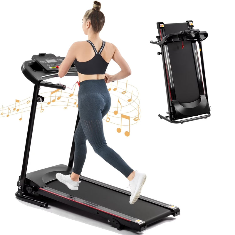 2.5HP Folding Treadmill with Incline, Electric Folding Treadmill for Walking Treadmill Machine 5 in LCD Screen 250 LB Capacity MP3 O9