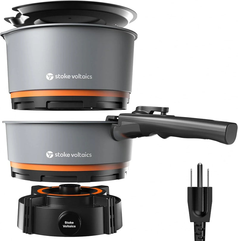200 - 1000 watt electric camping stove, with cookware, 120 volt portable outdoor cooking set, windproof cookware, suitable for RVs, electric vehicles, off-road travel, RV life, car camping N6