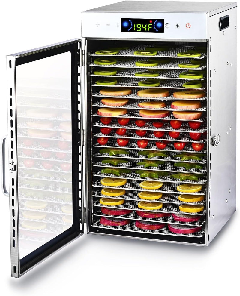 Touch screen 18-Floor Stainless Steel Food Dehydrator, Adjustable Timer and Temperature, 18 Racks, Dryer for Jerky, Meat, Fruits, herbs, tea, sourdough starter and Vegetables and lot more Q7