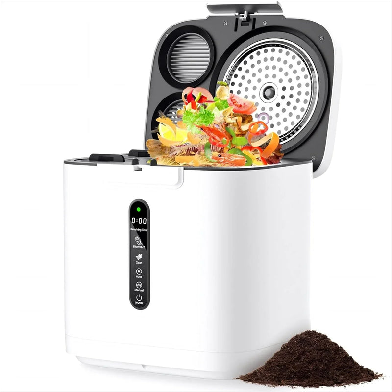 4L Electric Composter for Kitchen, Compost Bin for Countertop with Auto-Cleaning/Odor-Free/LED Display, Turn Kitchen Waste to Dry Compost Fertilizer, Indoor/Outdoor Compost Machine. Whites4 V1
