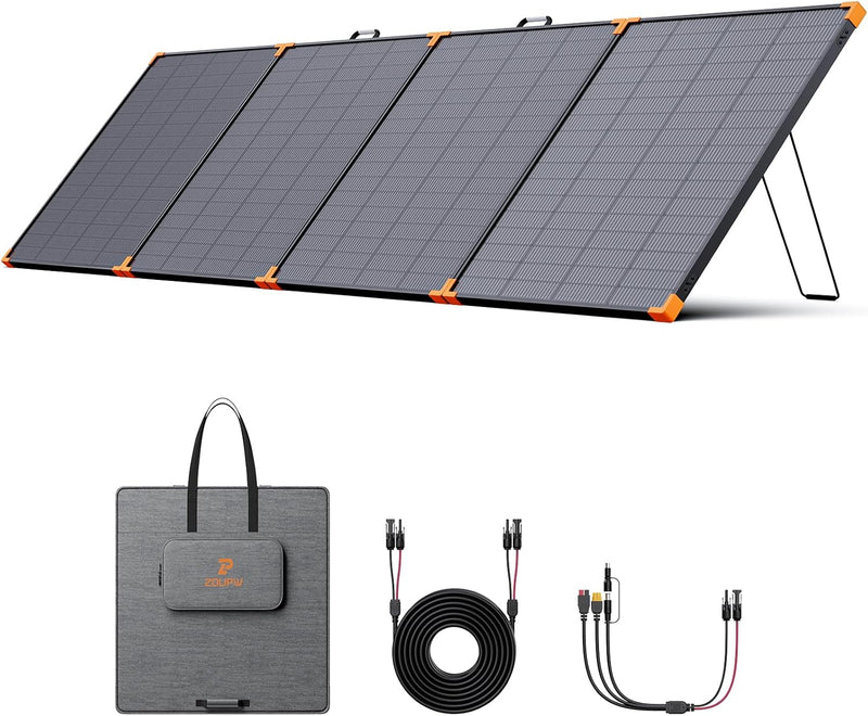 350-watt portable solar panel, suitable for power stations, hurricane emergency supplies, 43-volt foldable solar charger (25% efficient, IP68 waterproof rating, 4 reinforced stands, suitable for camping and RV travel) O4