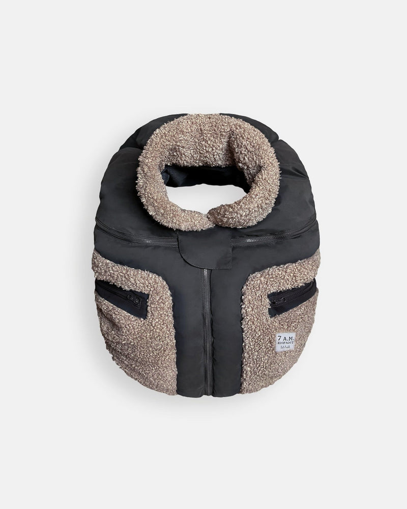 7AM Enfant Car Seat Cocoon - Black - Applique Oatmeal B4