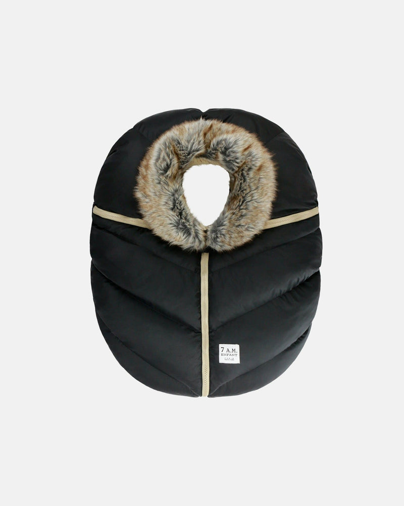 7AM Enfant Car Seat Cocoon Black Faux Fur D6