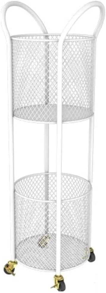 2-Tier Laundry Hamper with Wheels, Iron Basket for Bedroom, Bathroom, Dorm, Large Capacity Clothes Room, Easy to Move & Store O9