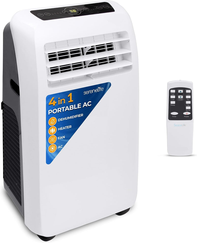 10,000 BTU Portable Air Conditioner– 4-in-1 AC Unit w/Cooling, Dehumidifier, Heater, & Fan– Includes Remote Control, Window Mount Kit, Quiet Operation, 24-Hour Timer D6