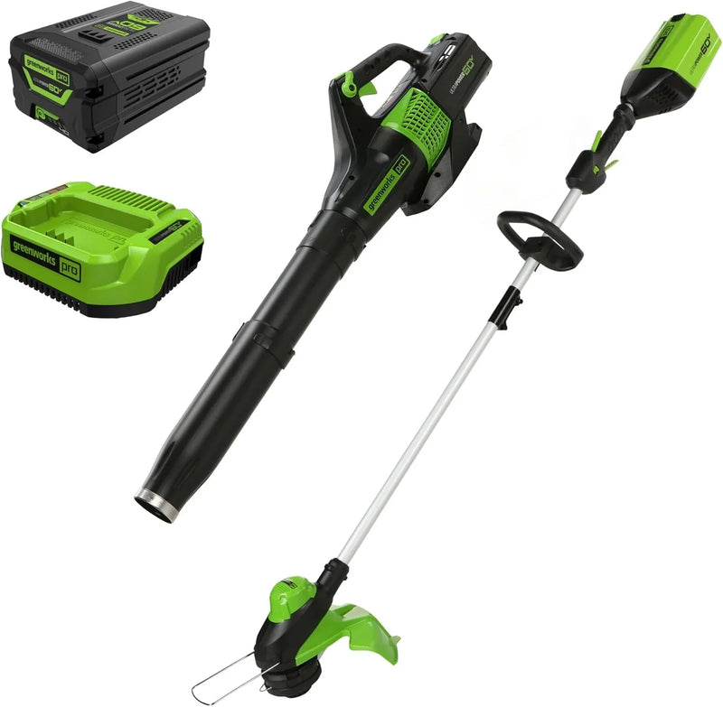 60V 13" Cordless String Trimmer & Leaf Blower Combo Kit, 4.0 Ah Battery and Charger Included A9