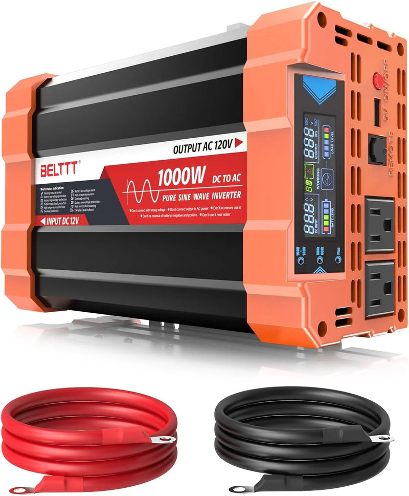 2000W Pure Sine Wave Inverter, Car Power Inverter 12V to 120V AC Converter for RV, Truck, Solar, Outdoor with Dual AC and 20A Socket, 5V 2.1A USB, Surge 4000W, Hardwire Port, Remote Controller Y3